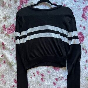 Divided Black and White Striped Sweatshirt